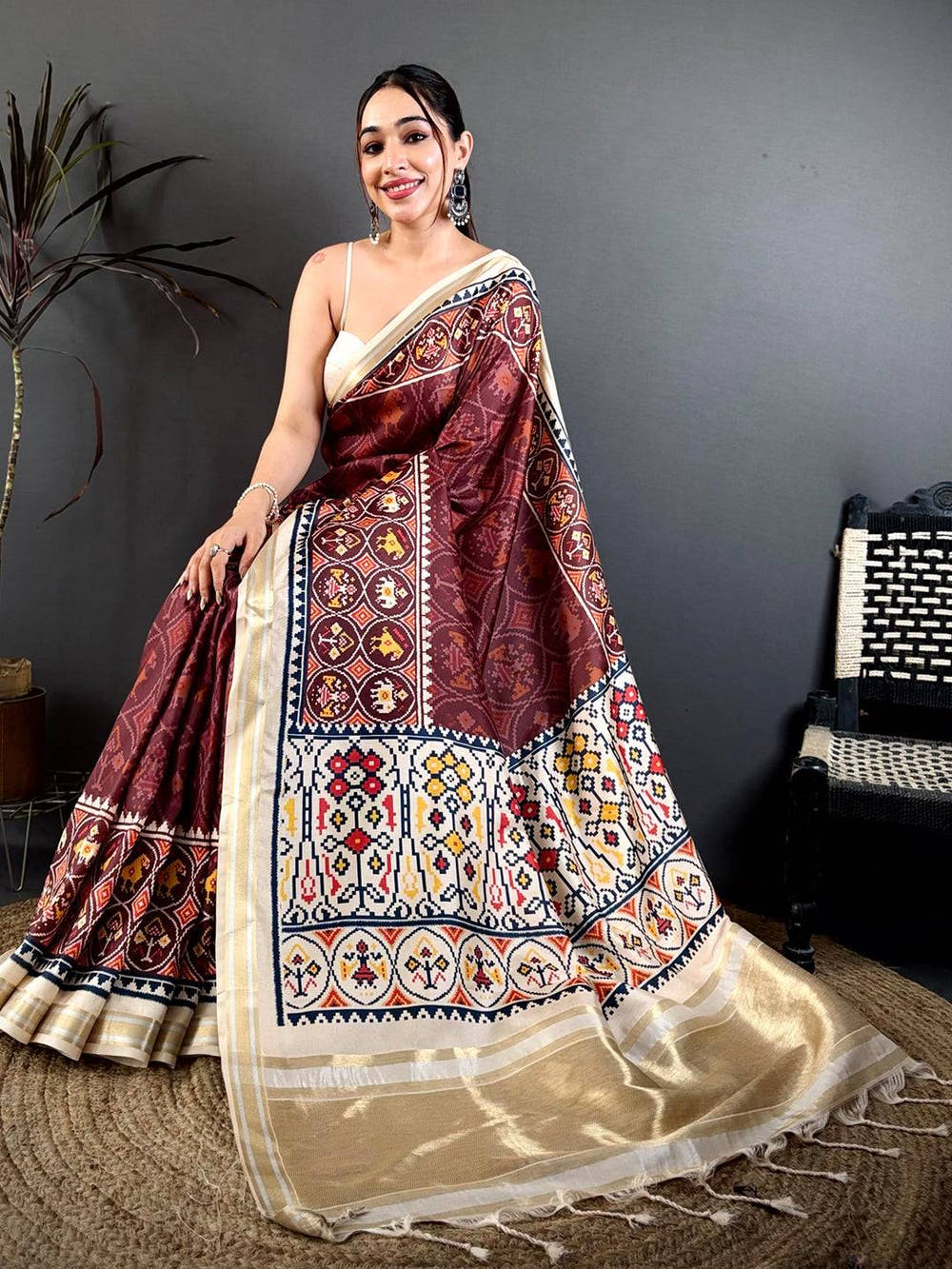 Maroon Allover Patola Kanchi Saree