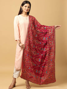 Wine Pink Floral Pashmina Dupatta