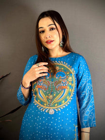 Kalamkari Boat Neck Mul  Kurti