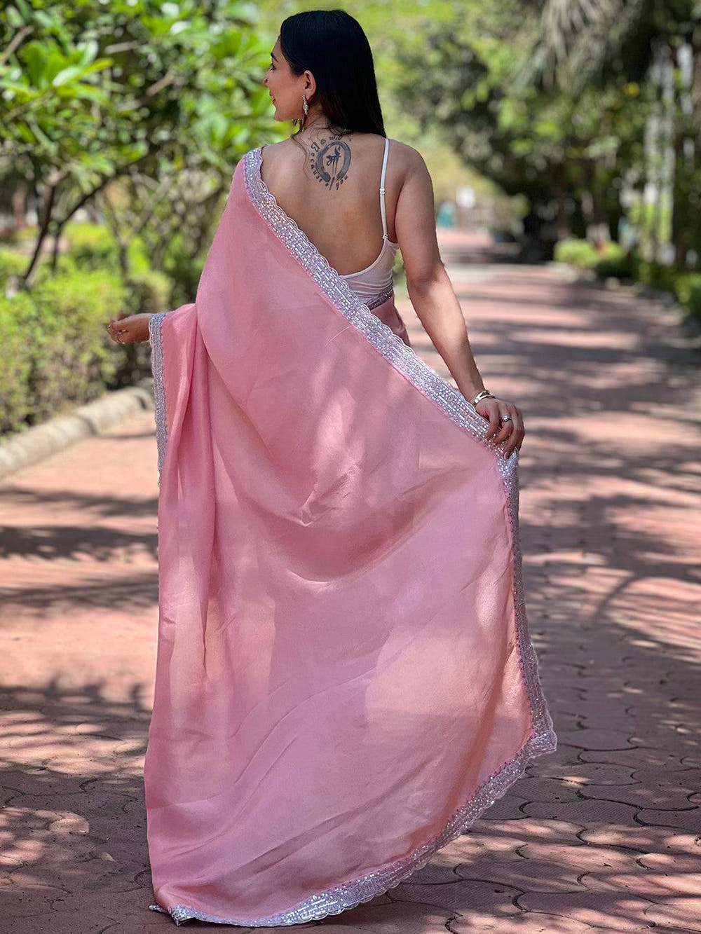 Christa Pink Pure Viscose Dyed Saree