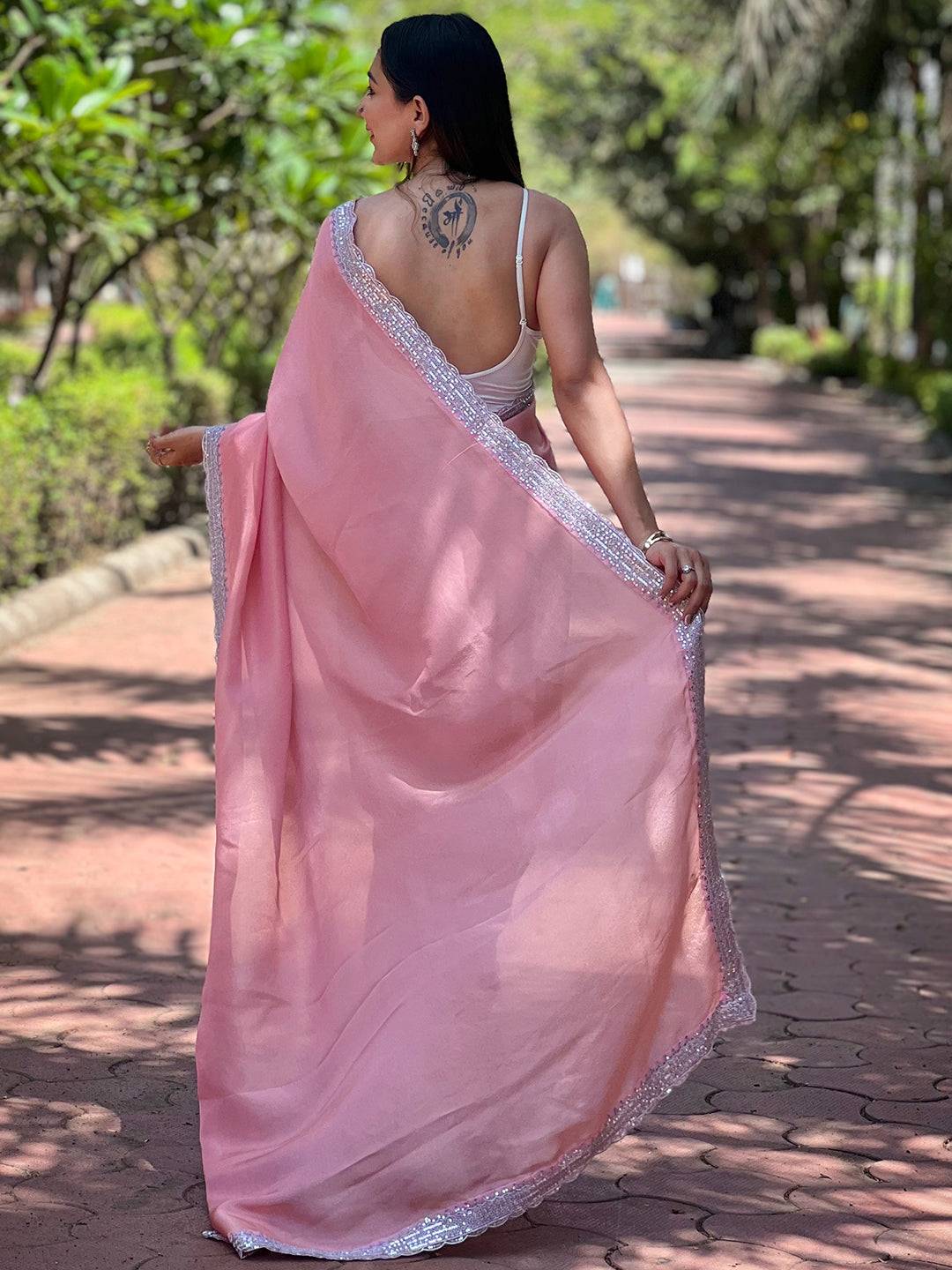 Christa Pink Pure Viscose Dyed Saree