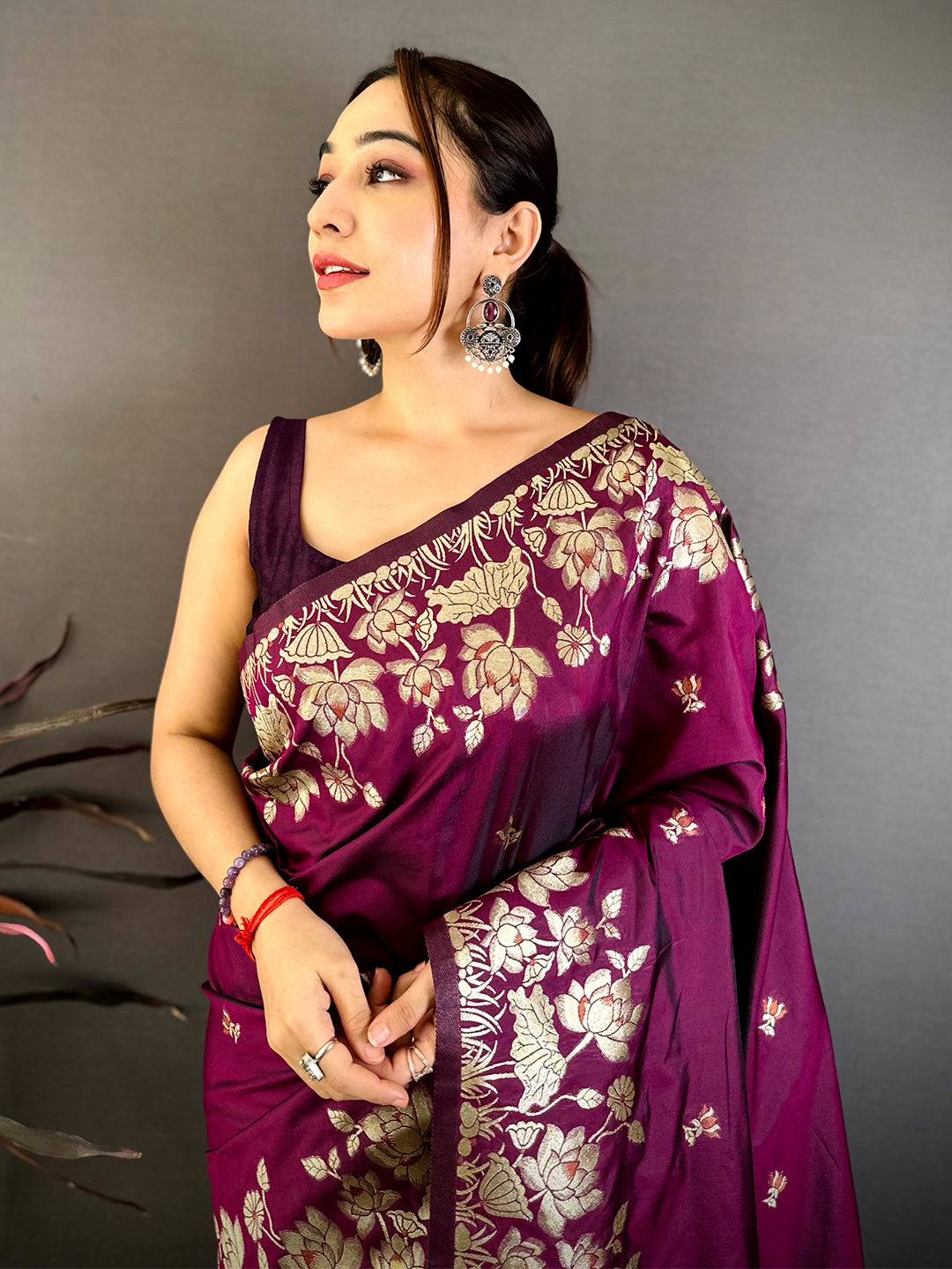 Dark Purple Soft Silk Kanjivaram Saree