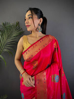 Pink Soft Silk Flowerport Minakari Saree