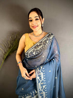 Heritage Lakhani Geometric Linen Saree