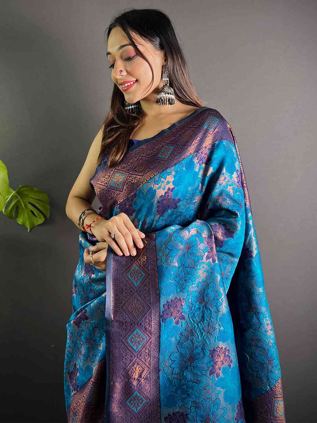 Royal Blue Soft Silk Butta Weaving Saree