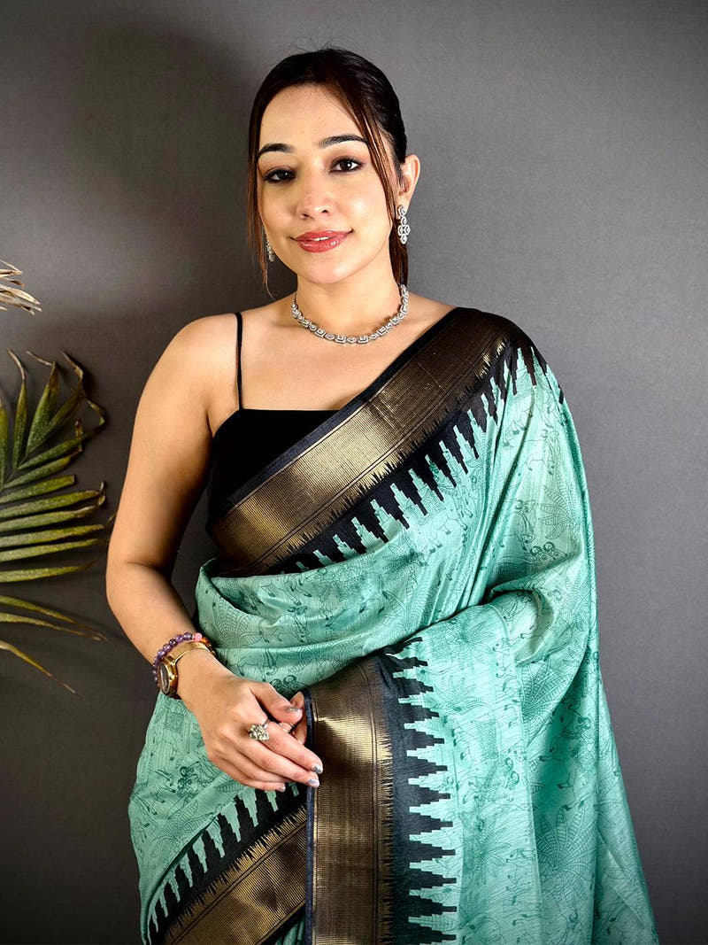 Graceful Kalamkari Dola Silk Saree