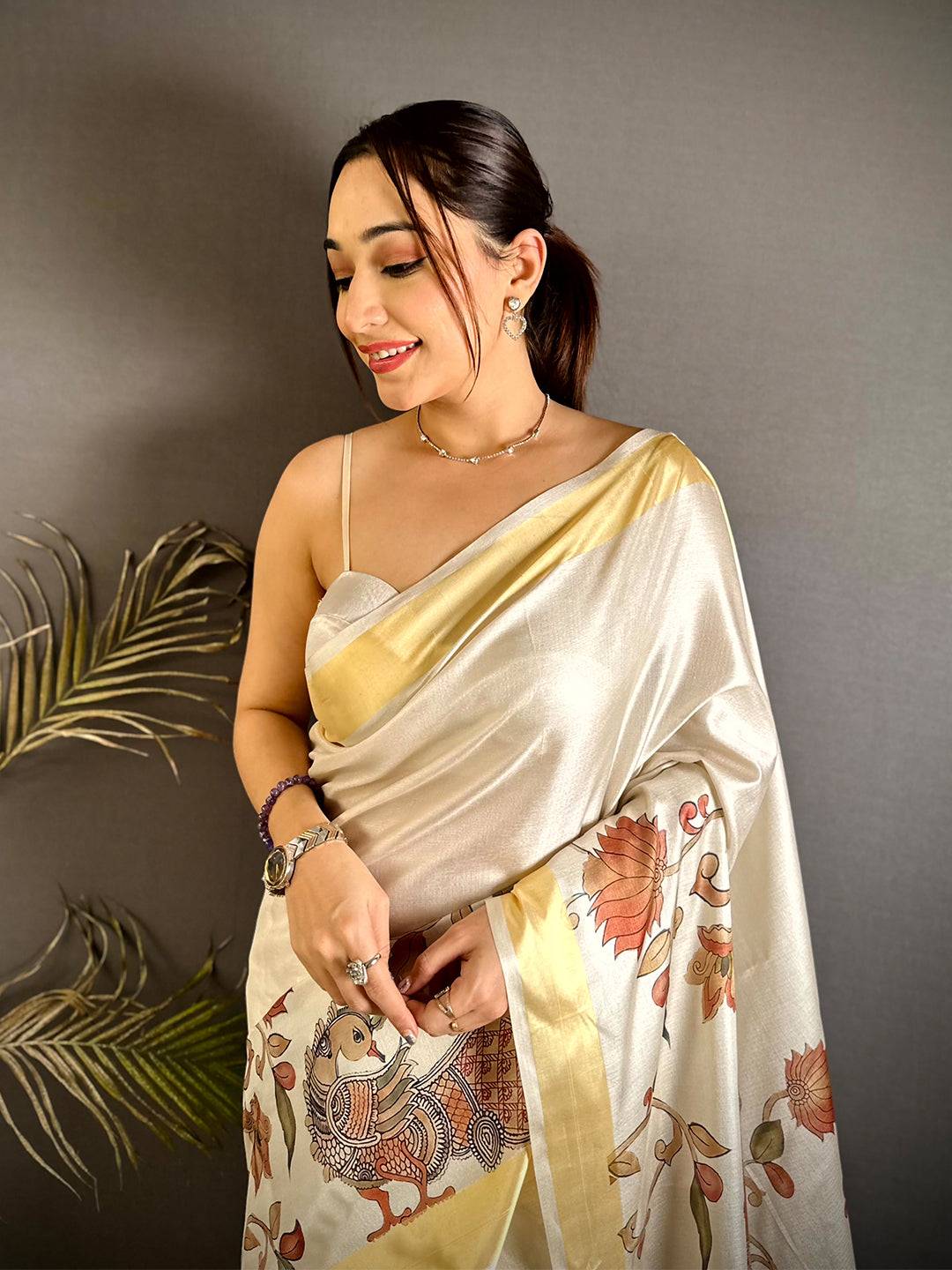 Stylish Pen Kalamkari Khadi Silk Saree