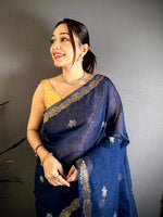Navy Sona Chandi Muga Cotton Saree
