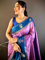 Lavender Cationic Soft Silk Saree