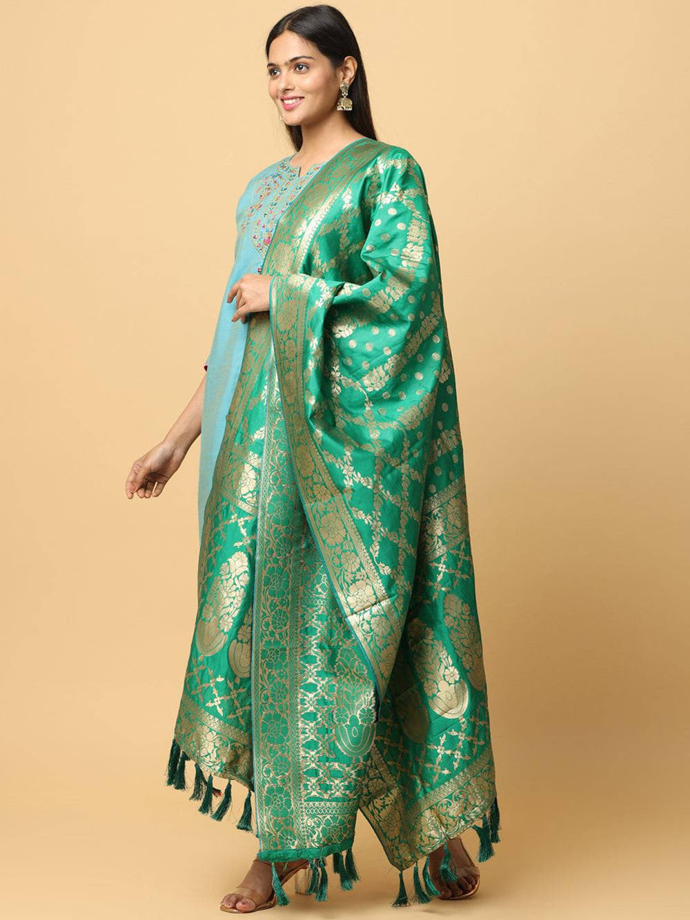 Beautiful Silk Blend Woven Design Dupatta