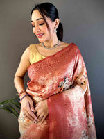 Red Slub Ghicha Zari Pallu Saree