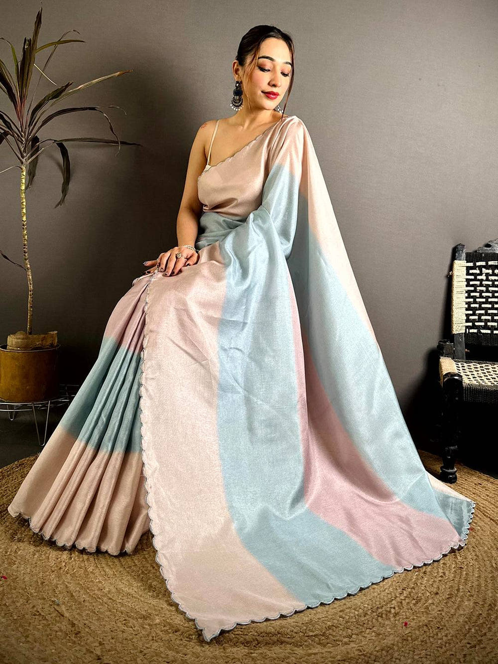 Radiance Striped Digital Print Tussar Saree
