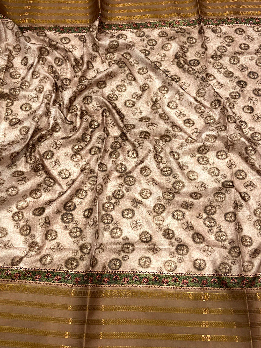 Brown Soft Silk Shibori Printed Saree
