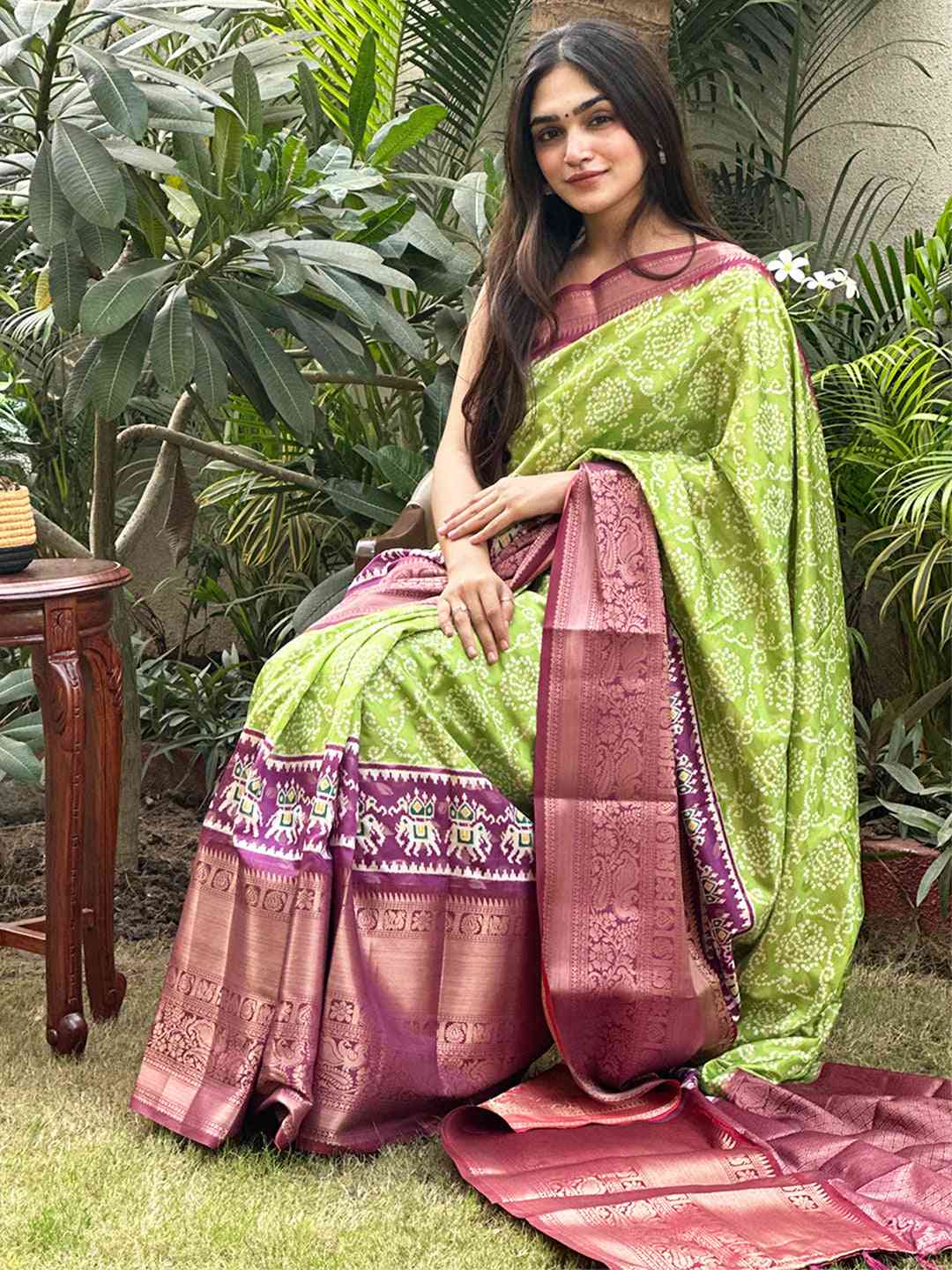 Soft Silk Bandhej Digital Printed Saree