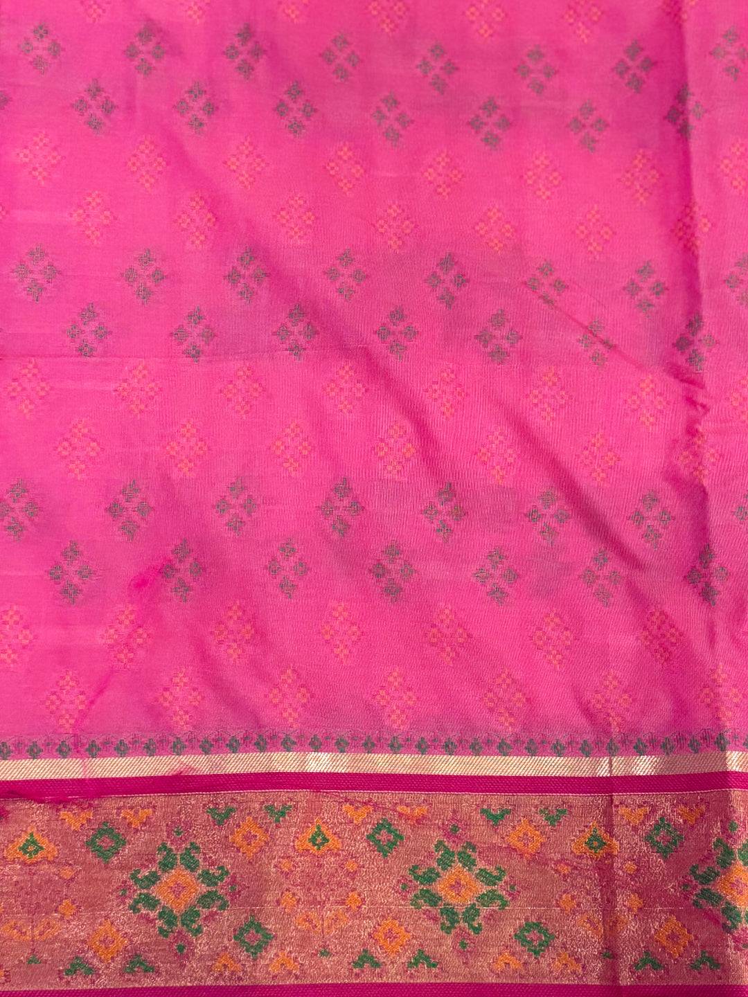 White Pochampally Patola Soft Silk Saree