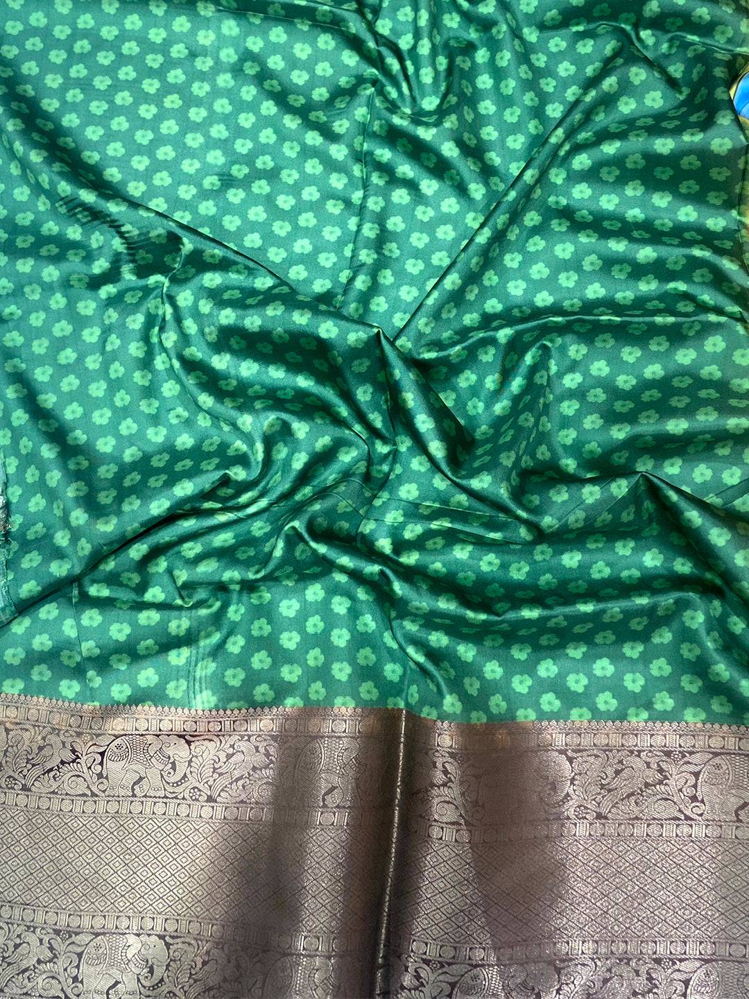 Mustard Banarasi Silk Kalamkari Saree