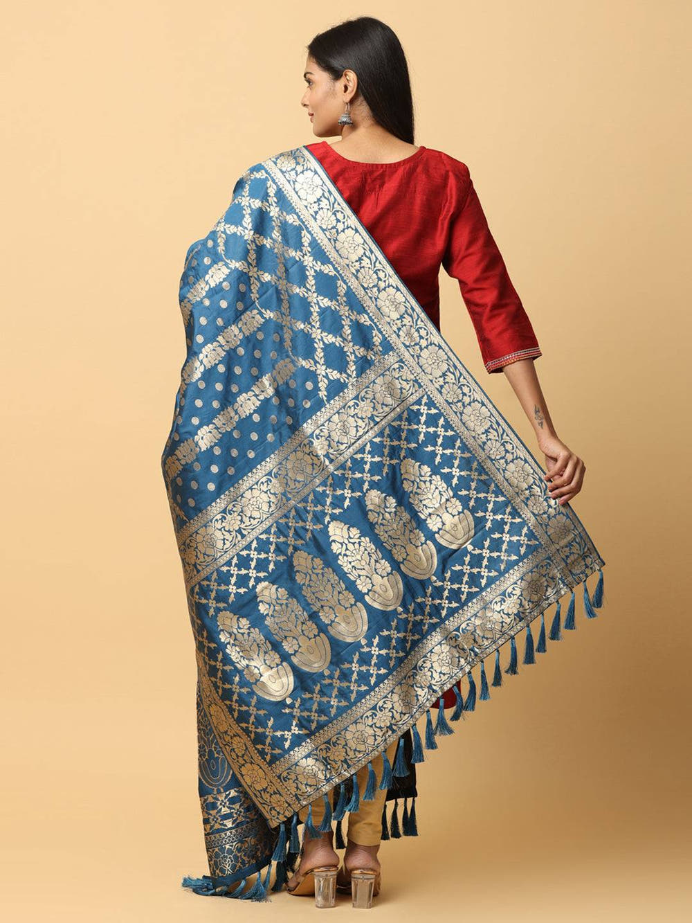 Latest Silk Blend Woven Design Dupatta