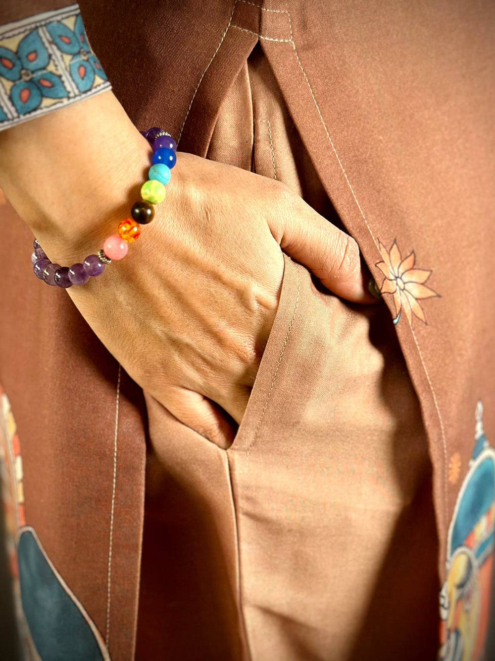 Heritage Kalamkari V Collar Kurti