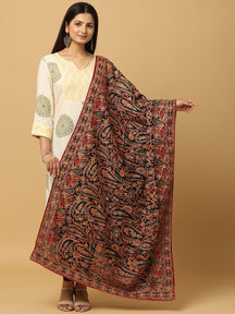 Black Rich Dense Floral Pashmina Dupatta