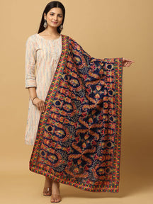 Navy Rust Paisley Buta Pashmina Dupatta