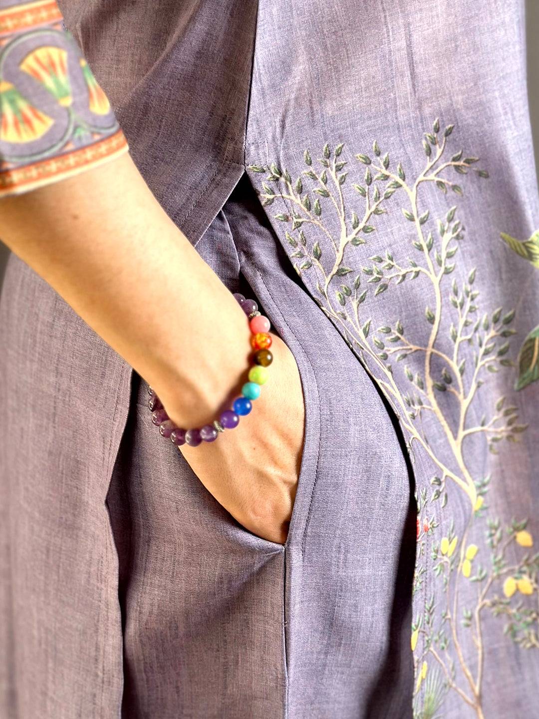 Mughal  Print  Boat  Neck  Kurti