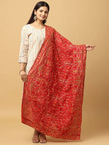 Red Warm Dense Floral Pashmina Dupatta