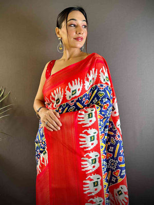 Blue Soft Silk Patola Radiance Saree