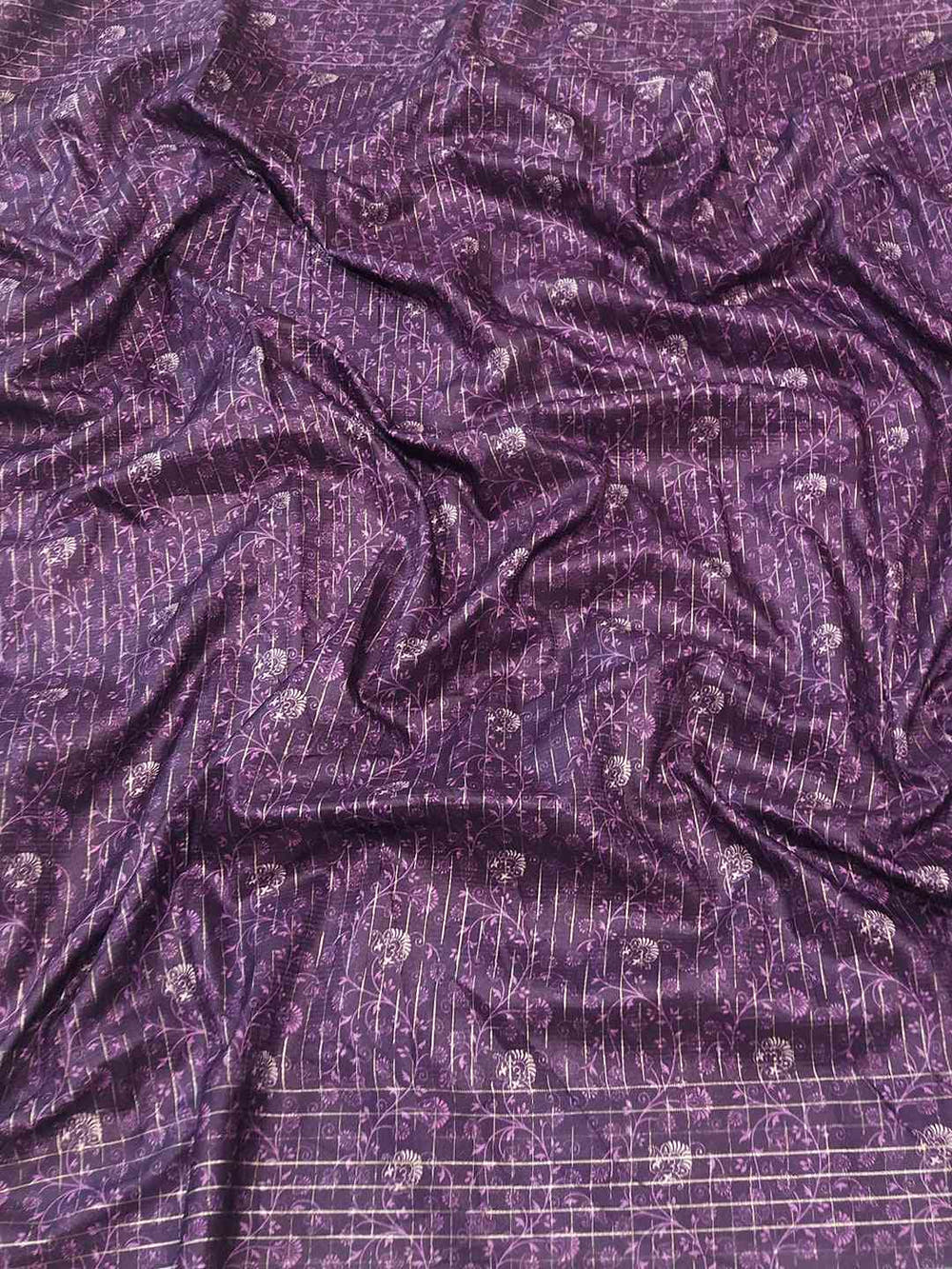 Lavender Colour Satin Kota Doria Digital Kalamkari Zari Pallu