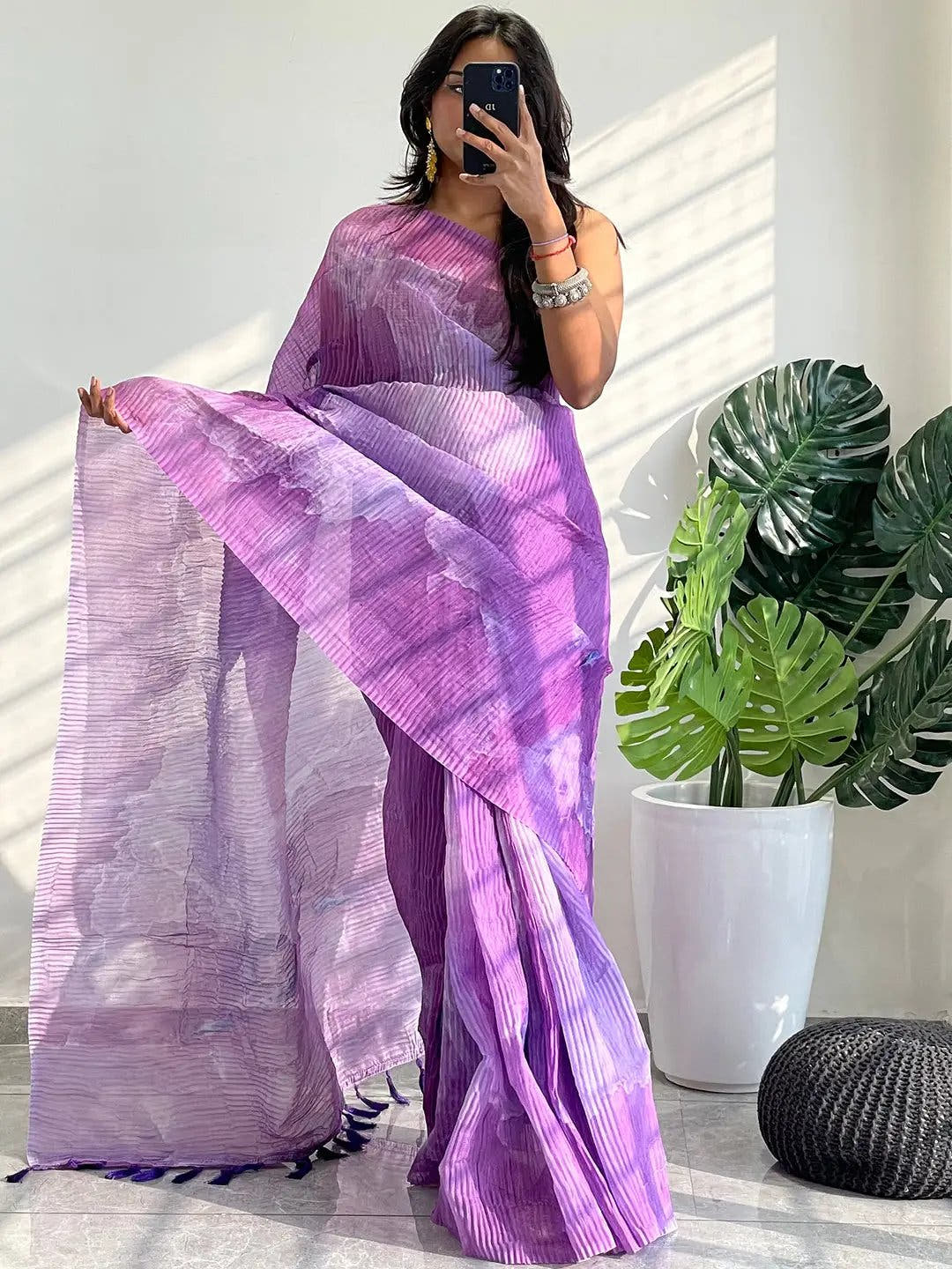 Multy Colored Print Bollywood Design Crash Saree