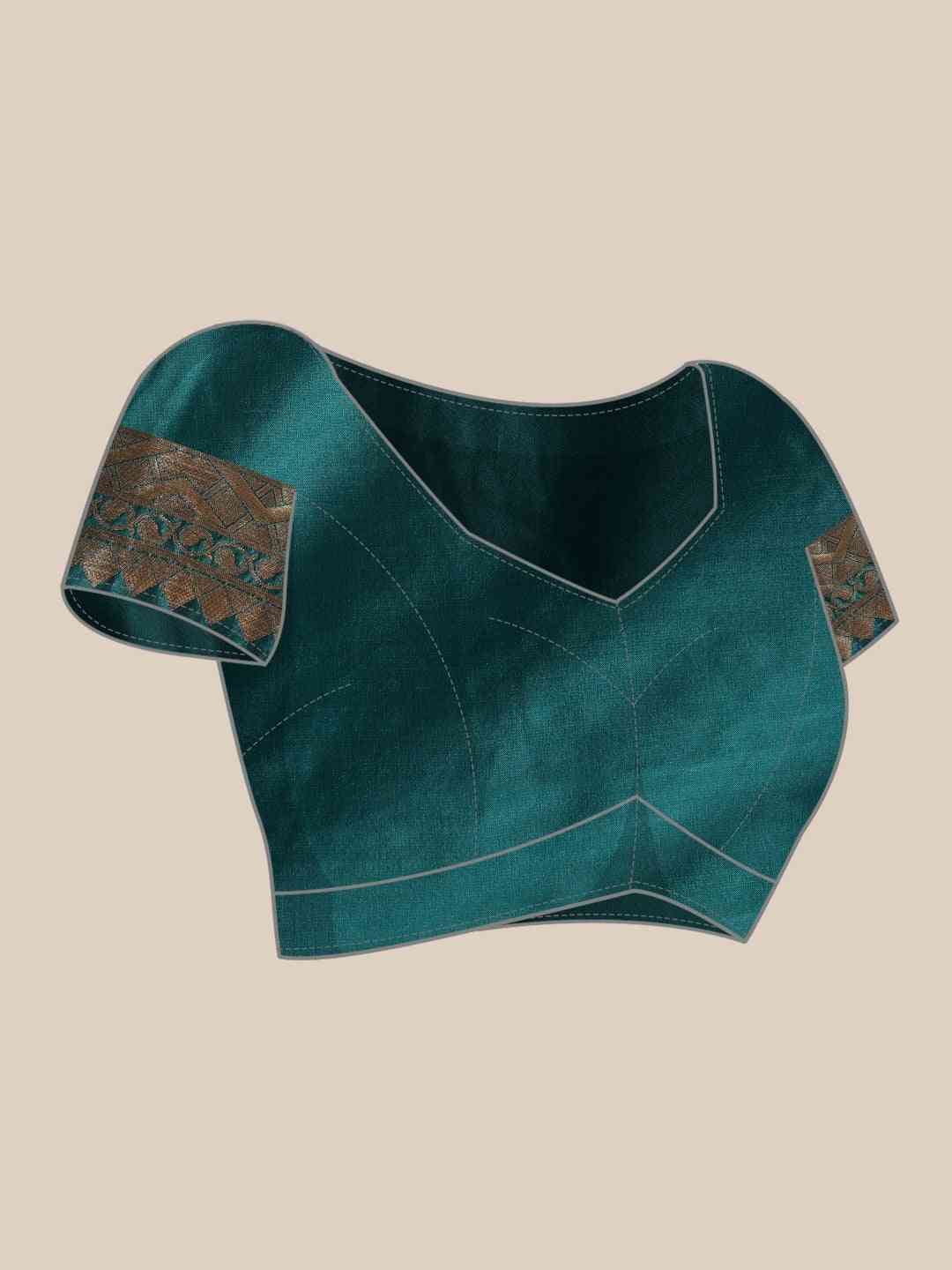 Trendy Rama Colour  Silk Blend Woven Design Banarasi Saree