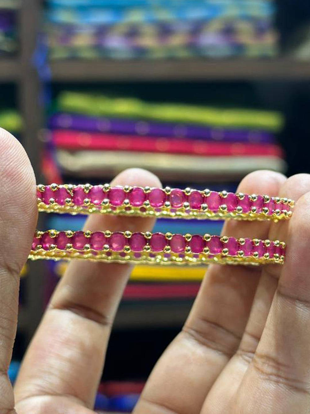 Classic  Ruby  Line  Gold  Bangle