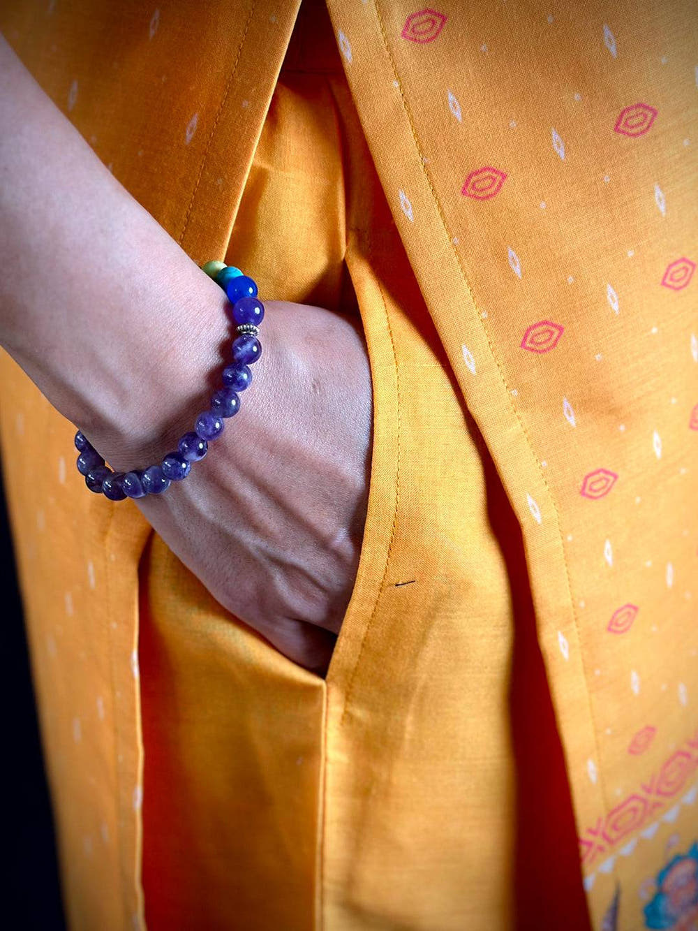 Floral  Boat  Neck  Mul  Kurti