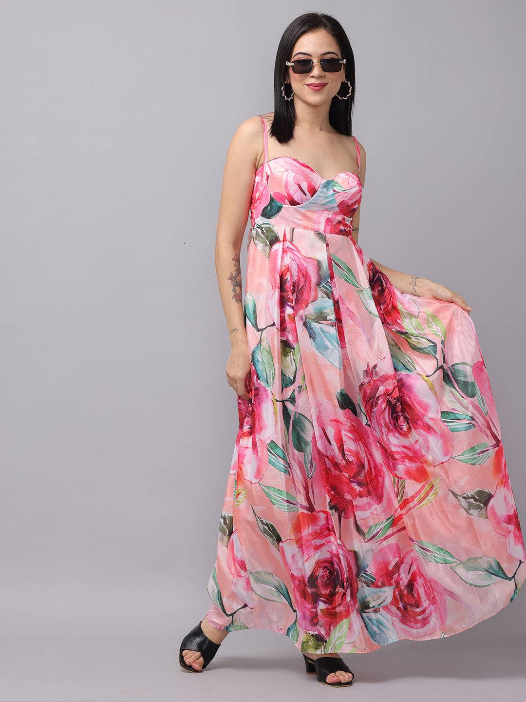 Rose Mist Chiffon Printed Dress