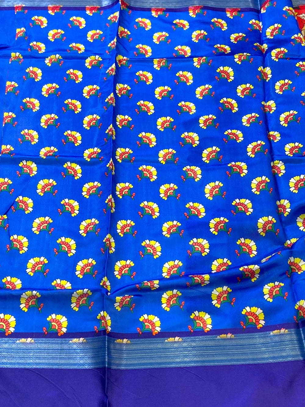 Red Banarasi Silk Peacock Floral Saree