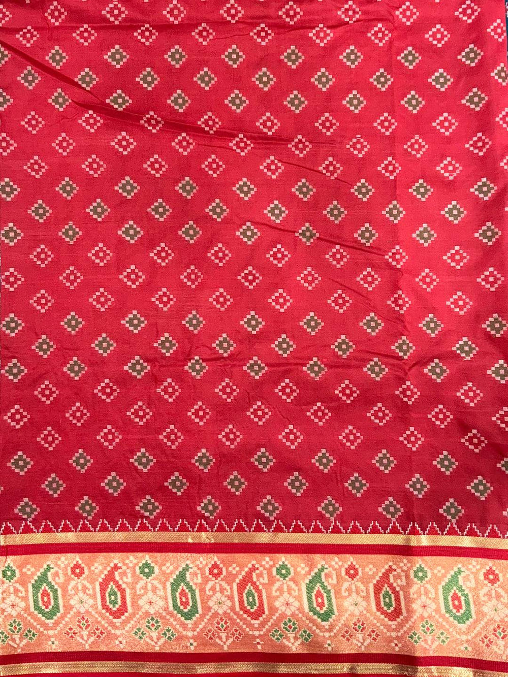 Denim Blue Soft Silk Saree With Patola Weaving