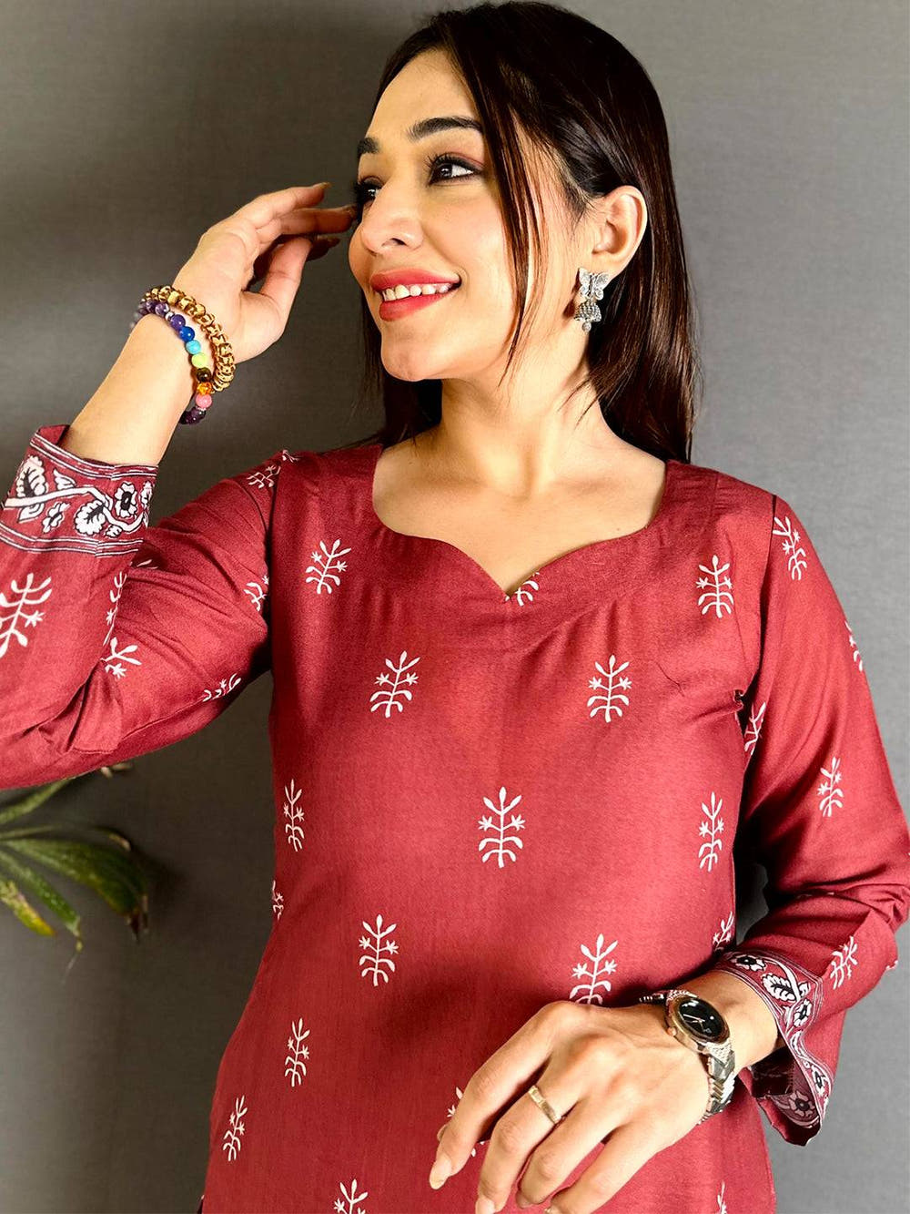 Paan Neck Kalamkari  Art Kurti