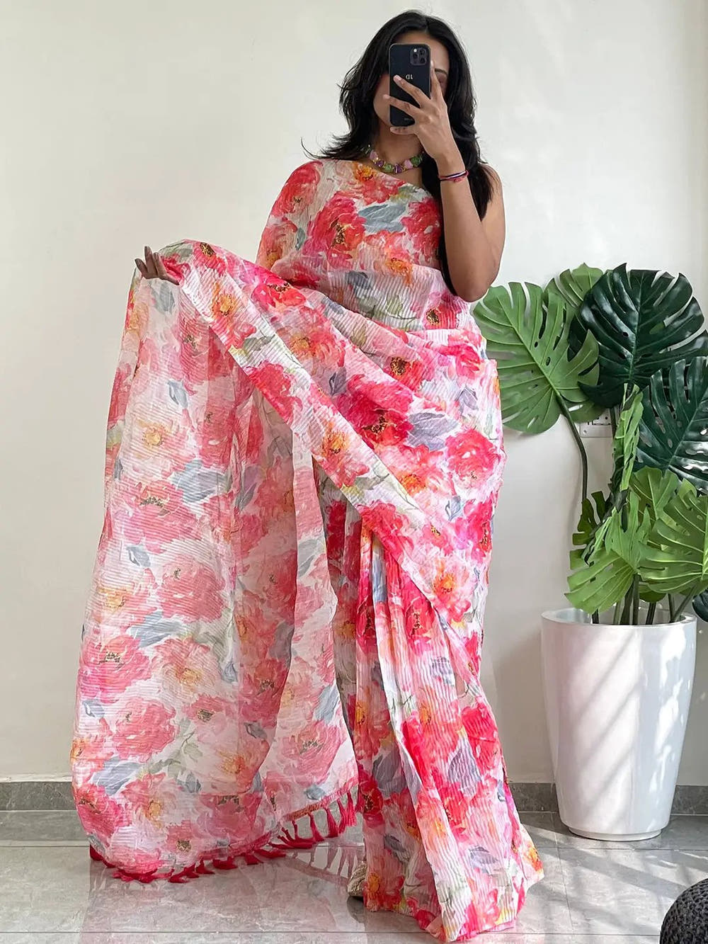 Elevate Your Style with Multy Colored Print Bollywood Design Crash Saree