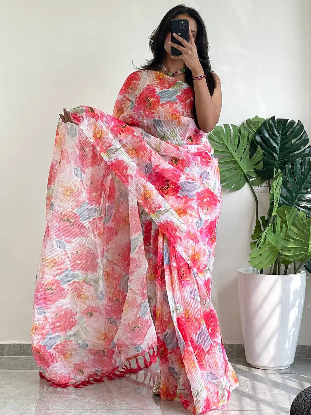 Elevate Your Style with Multy Colored Print Bollywood Design Crash Saree