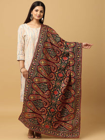 Black Ornate Rust Paisley Pashmina Dupatta