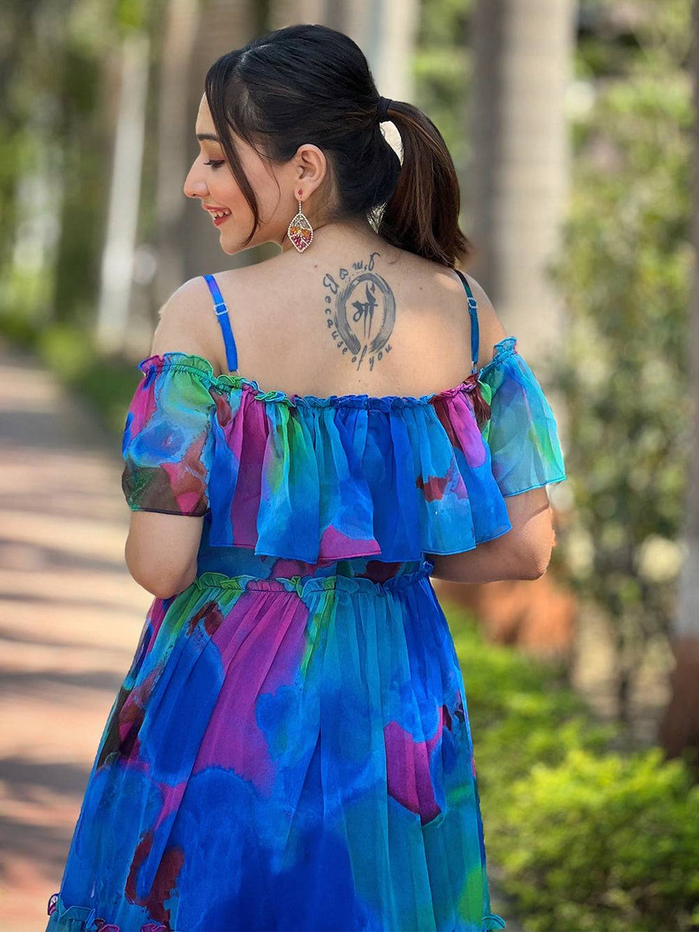 Persian Blue Abstract Print Dress