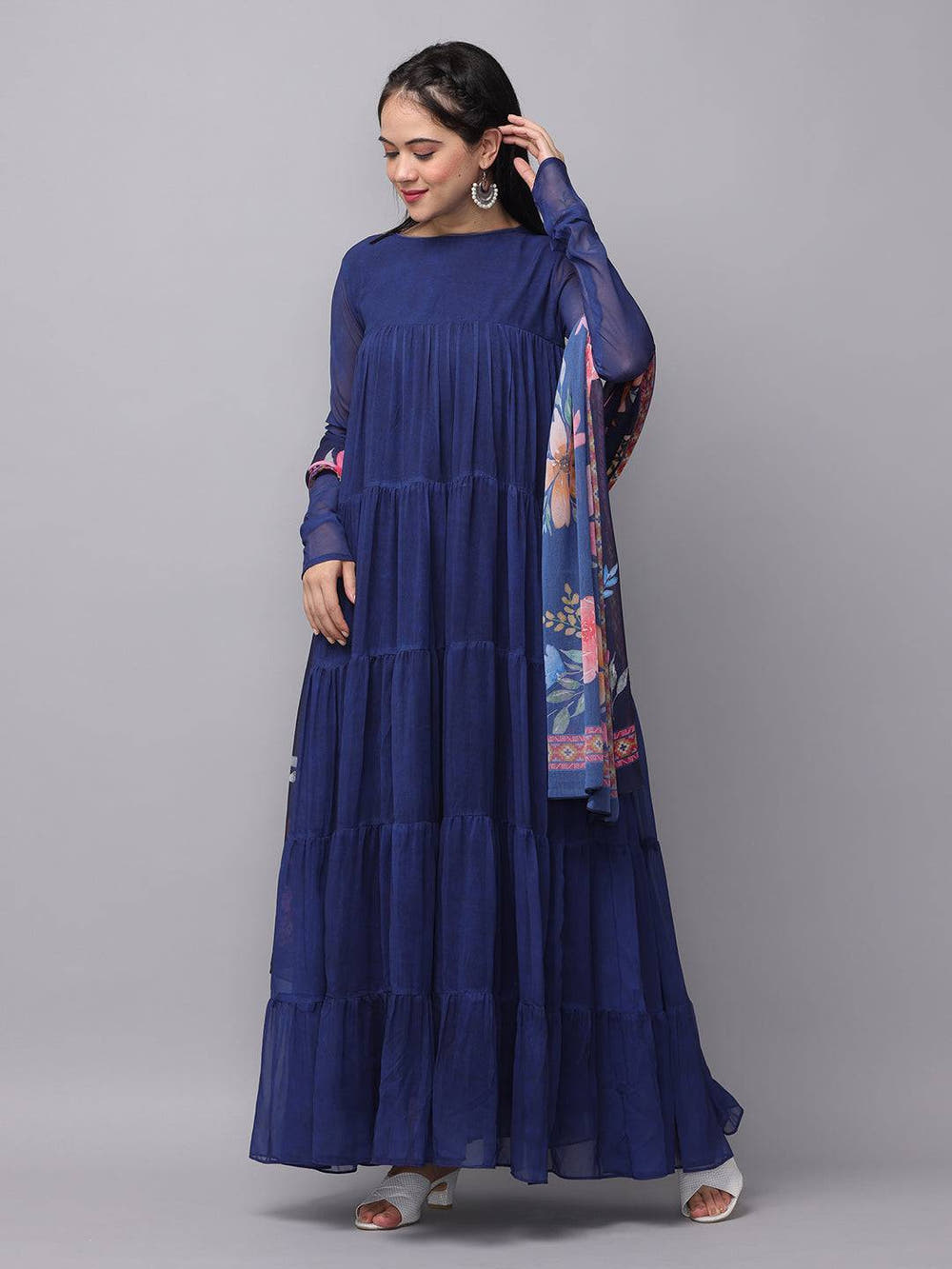 Royal Sapphire Blue Georgette Long Dress