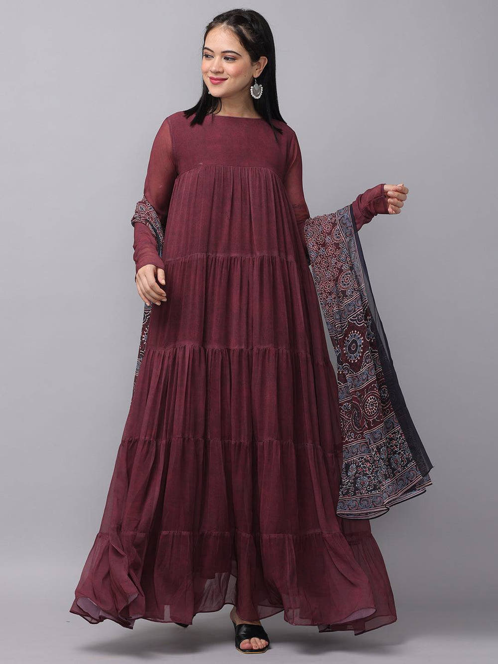 Mulberry Round Neck Long Dress
