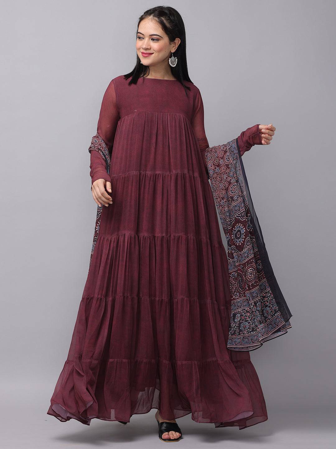 Mulberry Round Neck Long Dress
