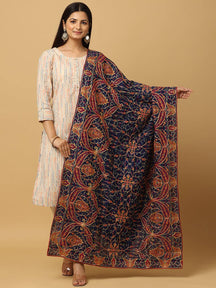 Navy Rust Allover Paisley Pashmina Dupatta