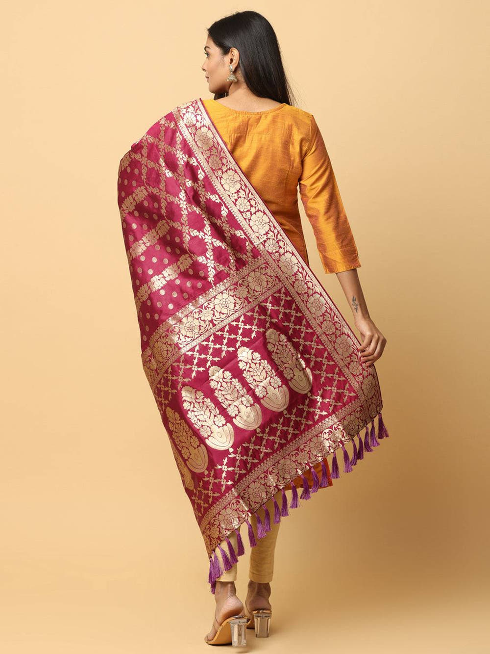 Traditional Silk Blend Woven Design Dupatta