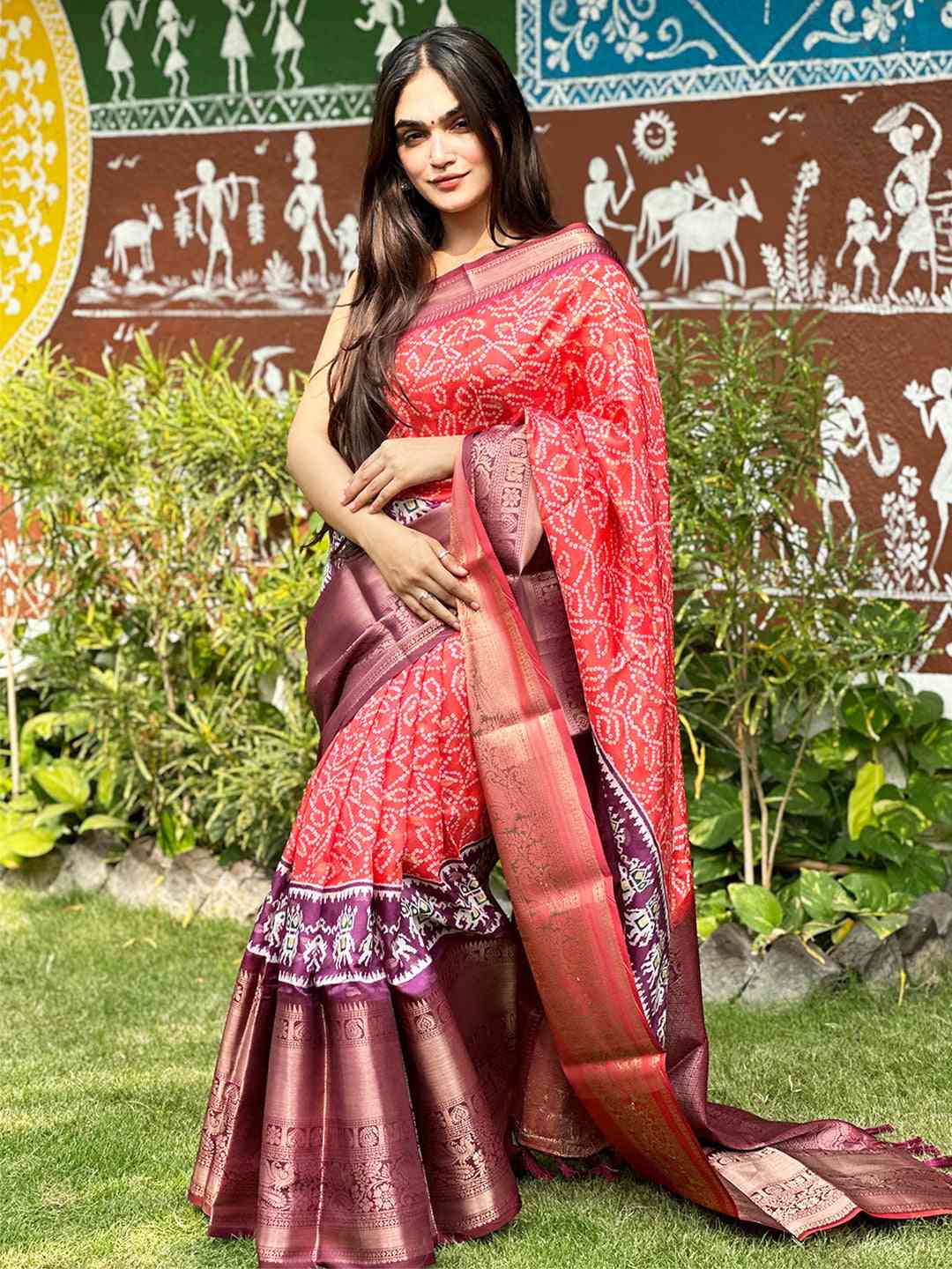Soft Silk Bandhej Digital Printed Saree