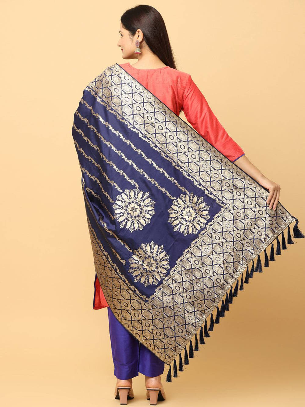 Silk Blend Woven Navy Colour Design Dupatta