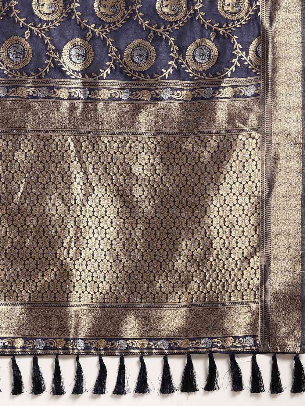 Banarasi Navy Colour Woven Design Silk Saree