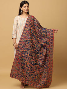 Navy Fine Paisley Jaal Pashmina Dupatta
