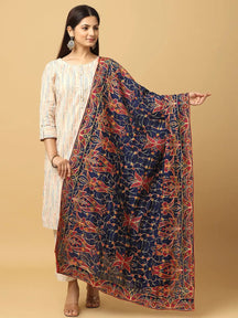 Navy Rust Dense Paisley Pashmina Dupatta